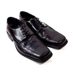 Alfani Caesar Black Leather Square-Toed Oxfords